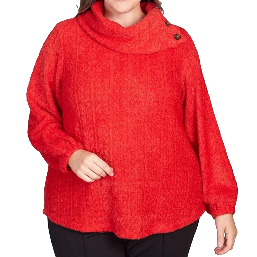 Ruby Rd. Vibrant Red Cowl Neck Sweater Size 2XL ✨